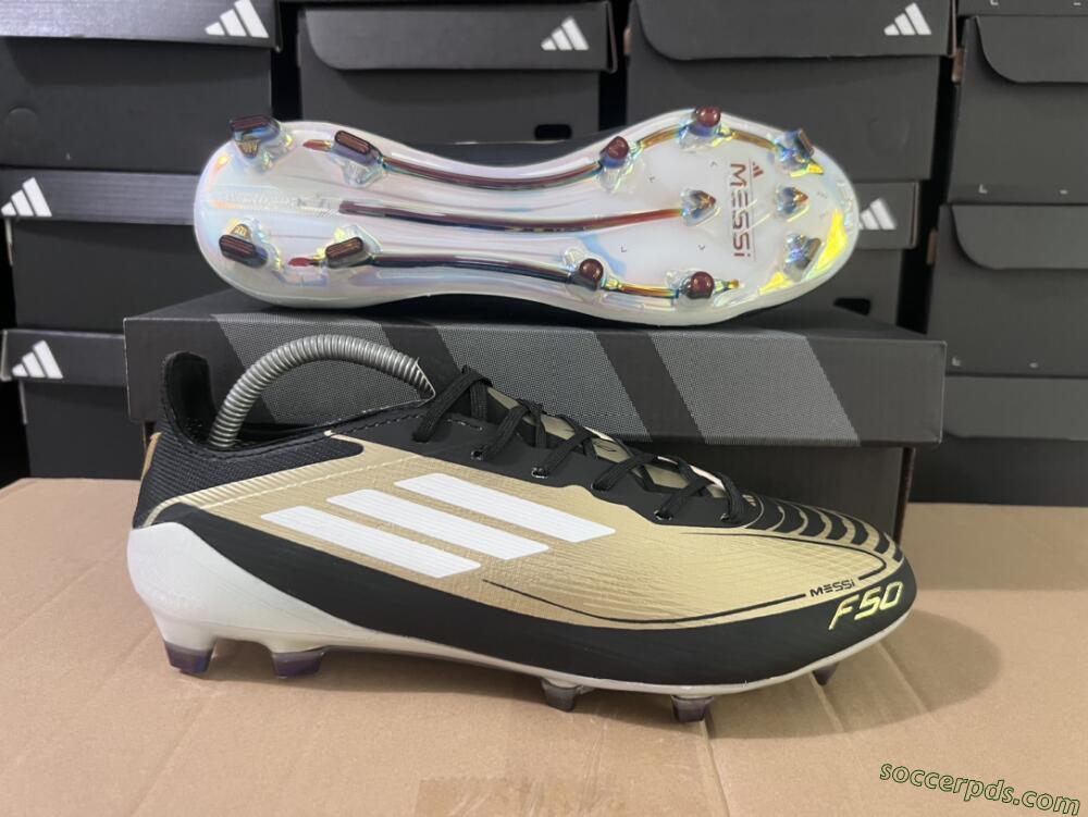 Adidas F50 Adizero Messi FG Low-Tops Football Boots - Gold/White/Black