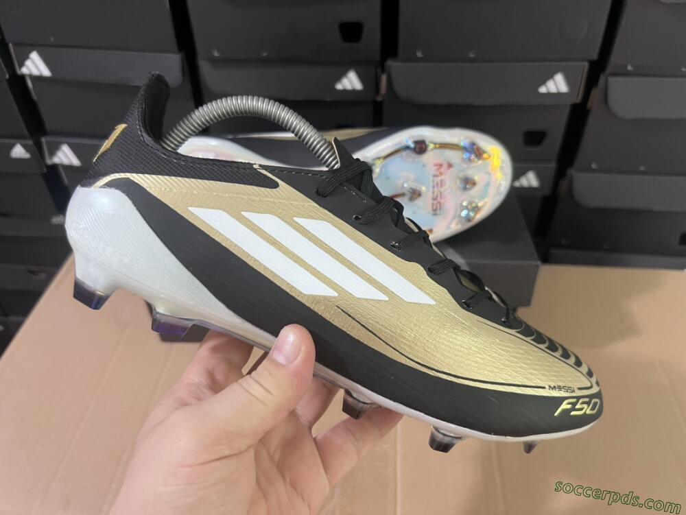 Adidas F50 Adizero Messi FG Low-Tops Football Boots - Gold/White/Black