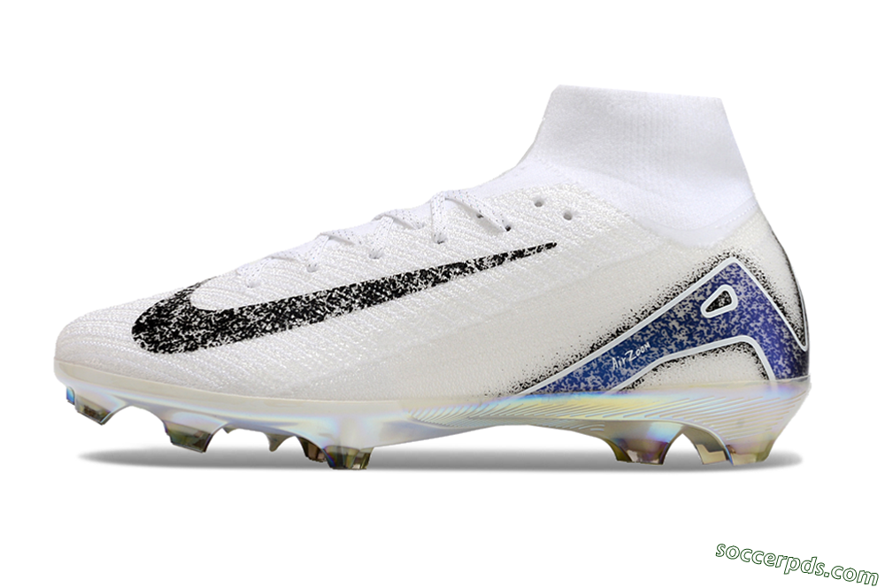 Nike Air Zoom Mercurial Superfly 10 Elite FG High-Tops Football Boots - White/Black/Blue 2