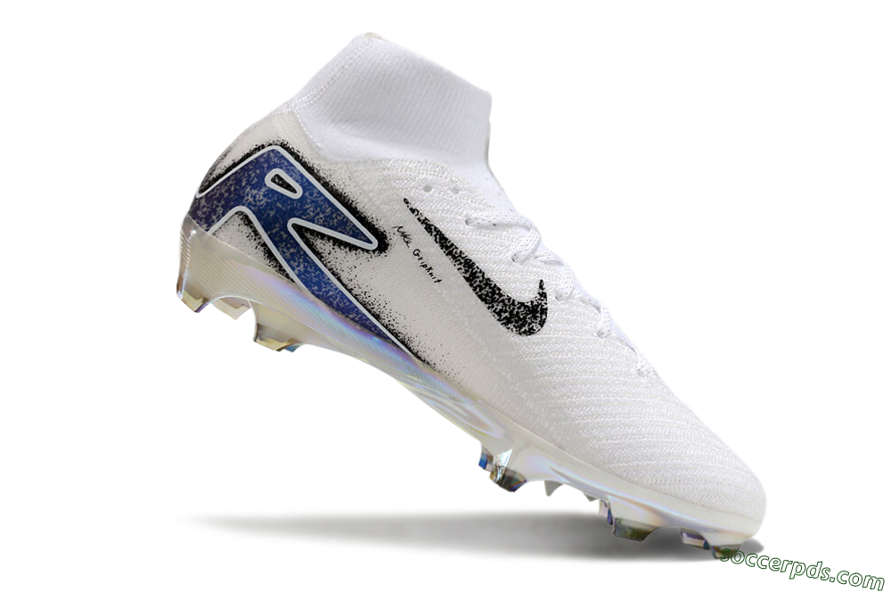 Nike Air Zoom Mercurial Superfly 10 Elite FG High-Tops Football Boots - White/Black/Blue 4