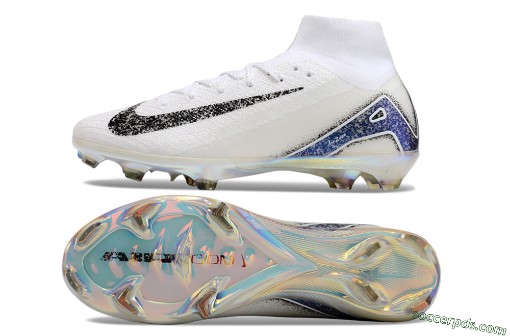 Nike Air Zoom Mercurial Superfly 10 Elite FG High-Tops Football Boots - White/Black/Blue 0