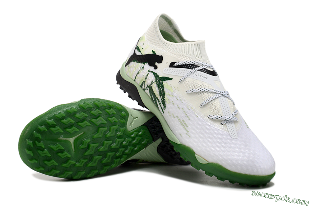 Puma Future 7 Ultimate TF Low-Tops Football Shoes - White/Green/Black 3