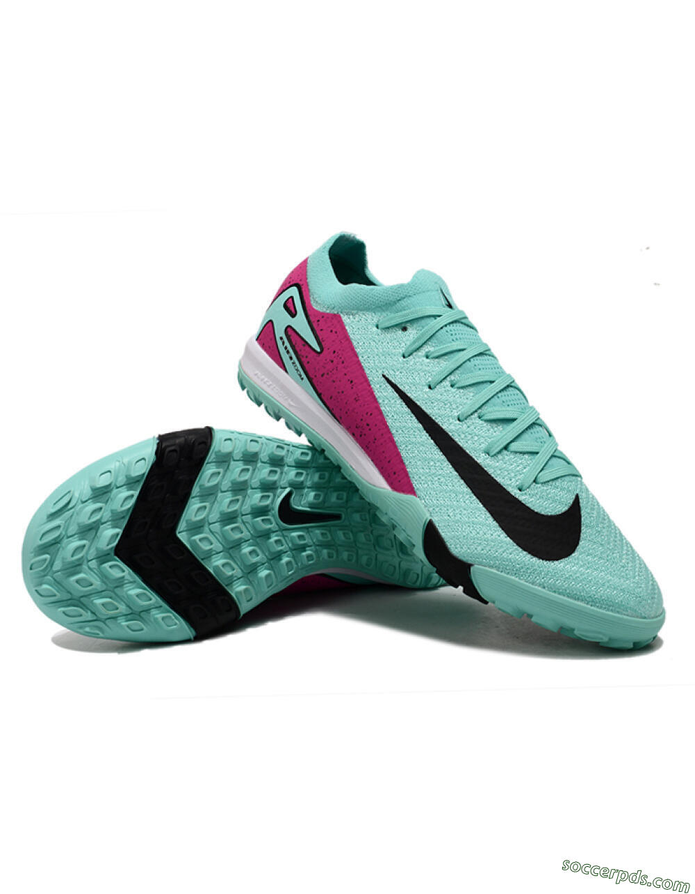 Nike Air Zoom Mercurial Vapor 16 Elite TF Low-Tops Football Shoes - Jade/Red/Black 3