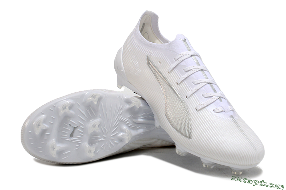 Puma Ultra 5 Ultimate FG Low-Tops Football Boots - White/Silver 3