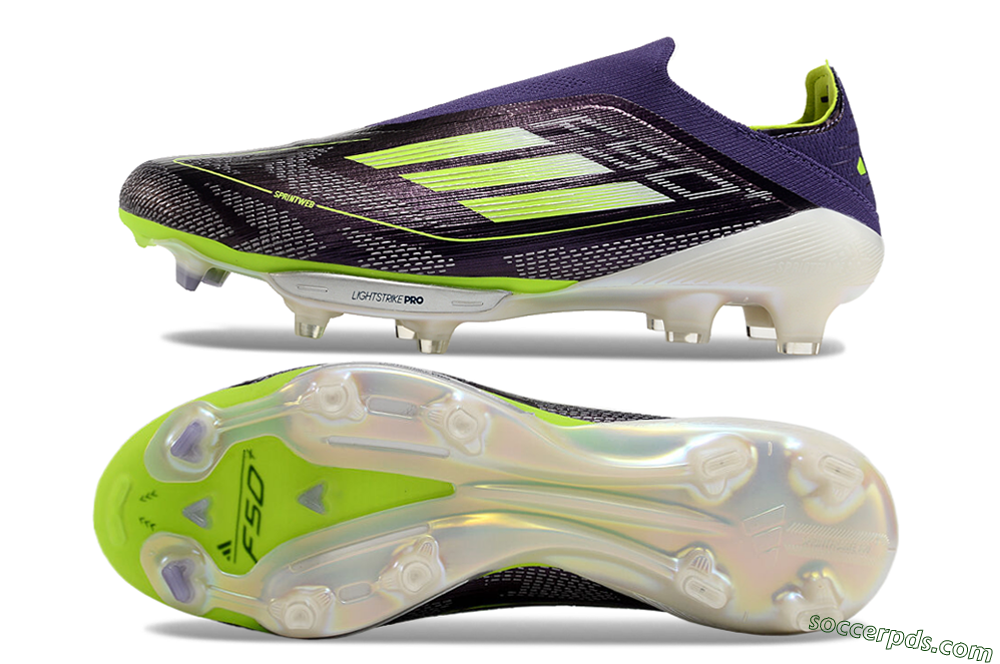Adidas F50+ Lightstrike Pro Laceless FG Low-Tops Football Boots - Purple/Yellow/White 0