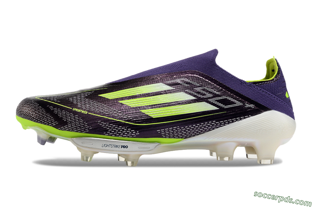 Adidas F50+ Lightstrike Pro Laceless FG Low-Tops Football Boots - Purple/Yellow/White 2