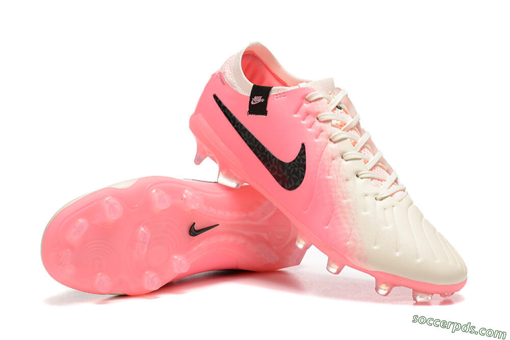 Nike Tiempo Legend 10 Elite FG Low-Tops Football Boots - White/Pink/Black 4