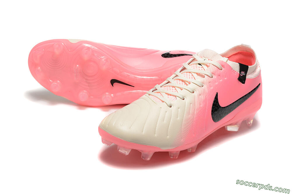 Nike Tiempo Legend 10 Elite FG Low-Tops Football Boots - White/Pink/Black 3