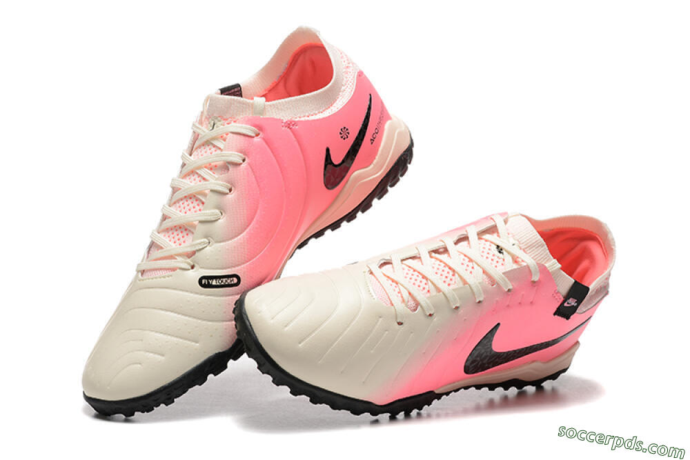 Nike Tiempo Legend 10 Pro TF Low-Tops Football Shoes - White/Pink/Black 6