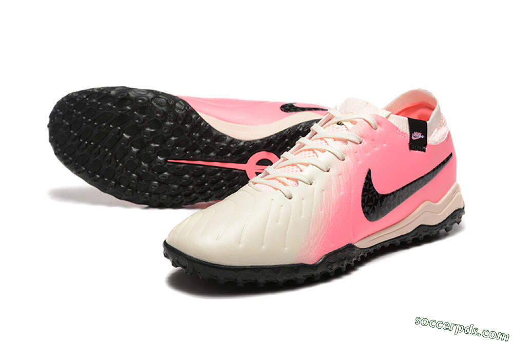 Nike Tiempo Legend 10 Pro TF Low-Tops Football Shoes - White/Pink/Black 3