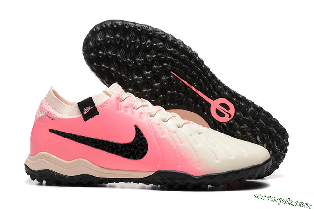 Nike Tiempo Legend 10 Pro TF Low-Tops Football Shoes - White/Pink/Black 1