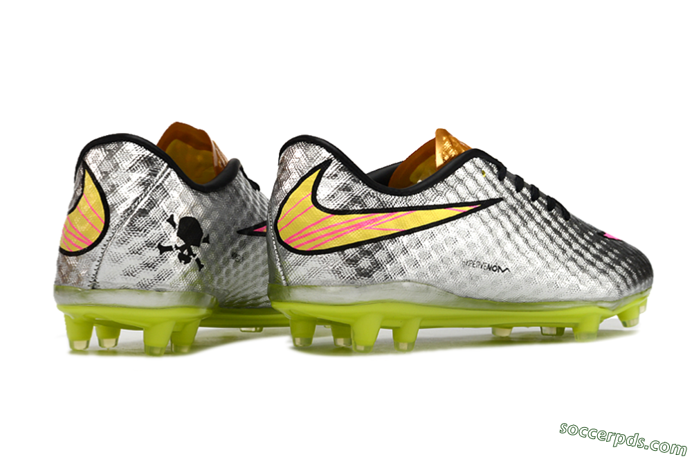 Neymar x Nike Hypervenom Phantom Liquid Diamond FG Low-Tops Football Boots - Silver/Yellow/Pink/Gold 6