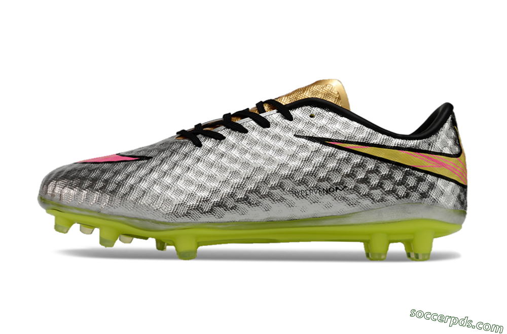 Neymar x Nike Hypervenom Phantom Liquid Diamond FG Low-Tops Football Boots - Silver/Yellow/Pink/Gold 2
