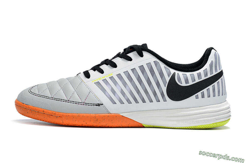 Nike Lunar Gato 2 IC Low-Tops Football Shoes - White/Silver/Black 2