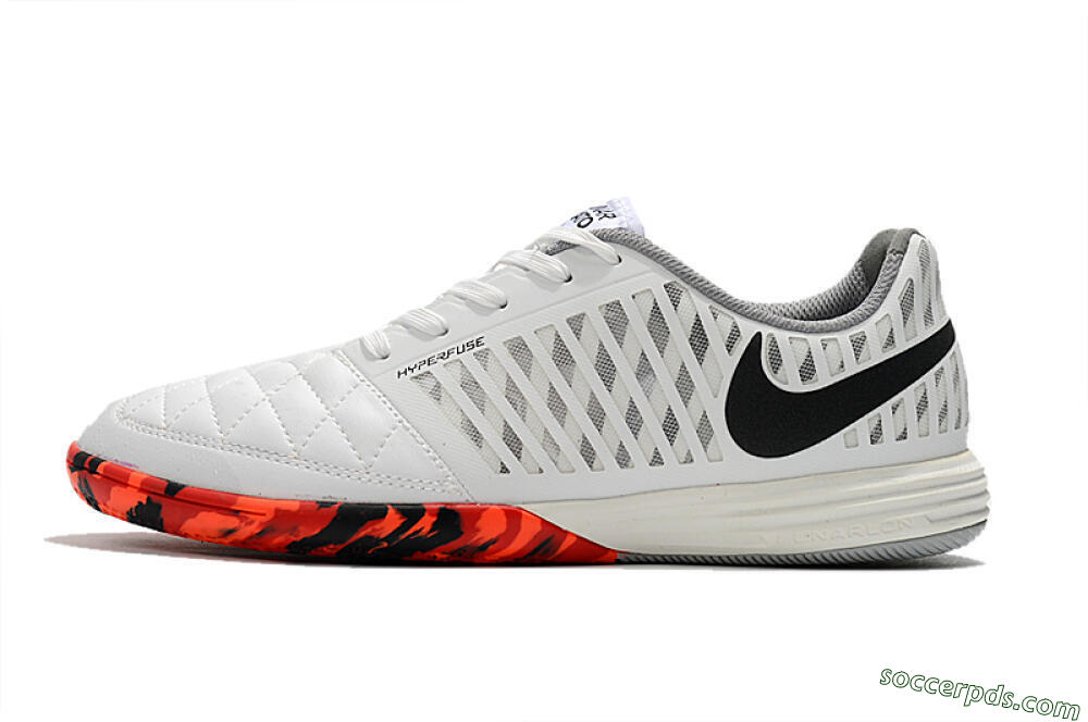 Nike Lunar Gato 2 IC Low-Tops Football Shoes - White/Black/Red 2
