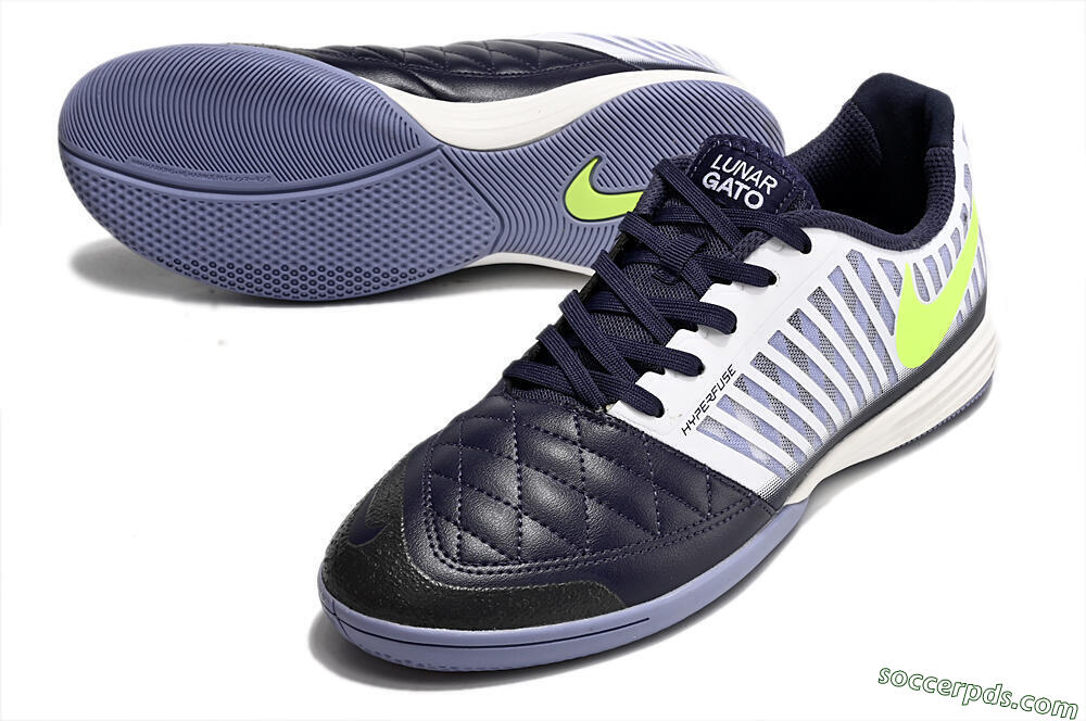 Nike Lunar Gato 2 IC Low-Tops Football Shoes - Black/White/Yellow 3