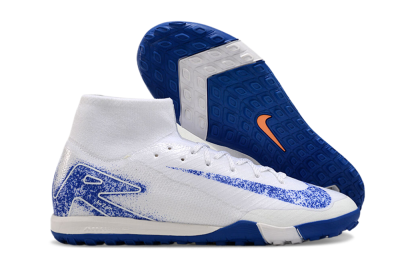 Nike Air Zoom Mercurial Superfly 10 TF High-Tops Football Shoes - White/Blue/Orange