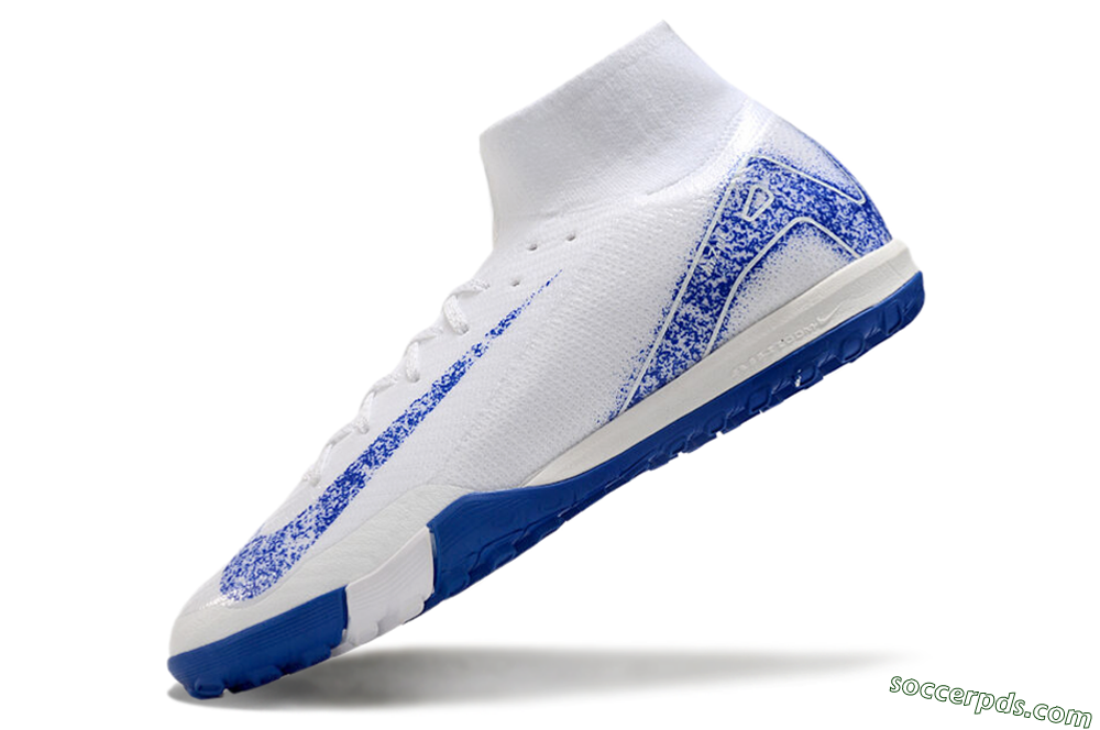 Nike Air Zoom Mercurial Superfly 10 TF High-Tops Football Shoes - White/Blue/Orange 4