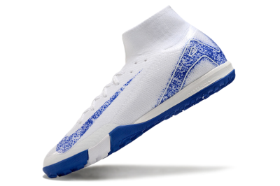 Nike Air Zoom Mercurial Superfly 10 TF High-Tops Football Shoes - White/Blue/Orange
