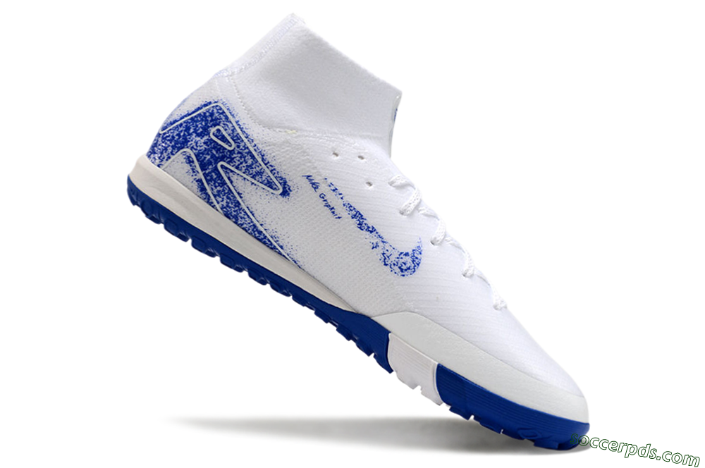 Nike Air Zoom Mercurial Superfly 10 TF High-Tops Football Shoes - White/Blue/Orange 5