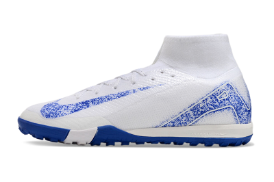 Nike Air Zoom Mercurial Superfly 10 TF High-Tops Football Shoes - White/Blue/Orange
