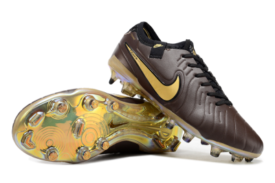 Nike Tiempo Legend 10 Elite FG Low-Tops Football Shoes - Brown/Yellow/Black