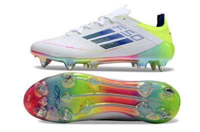 Adidas F50 Elite SG Low-Tops Football Boots - White/Pink/Yellow/Blue