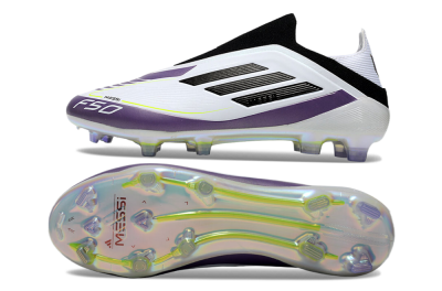 Adidas F50 Elite Laceless FG Low-Tops Football Boots - White/Purple/Black