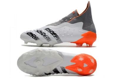 Adidas Predator Freak+ Laceless FG High-Tops Football Boots - White/Grey/Orange
