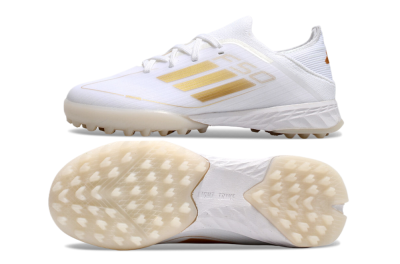 Kids Adidas F50 Elite TF Low-Tops Football Shoes - White/Gold