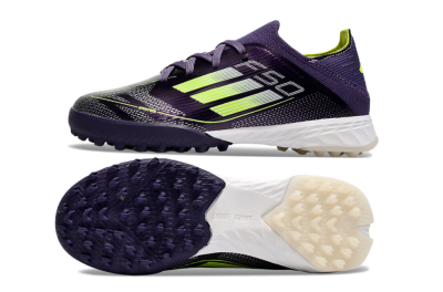 Kids Adidas F50 Elite TF Low-Tops Football Shoes - Purple/Green/White