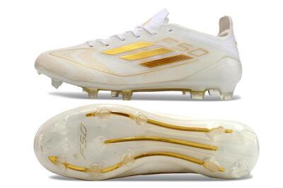 Adidas F50 Elite FG Low-Tops Football Boots - White/Gold