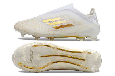 Adidas F50 Elite Laceless FG Low-Tops Football Boots - White/Gold