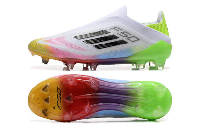 Adidas F50 Elite Laceless FG Low-Tops Football Boots - White/Gold/Pink/Blue/Yellow
