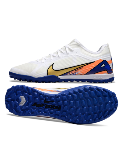 Nike Air Zoom Mercurial Vapor 16 Elite TF Low-Tops Football Shoes - White/Gold/Orange/Blue