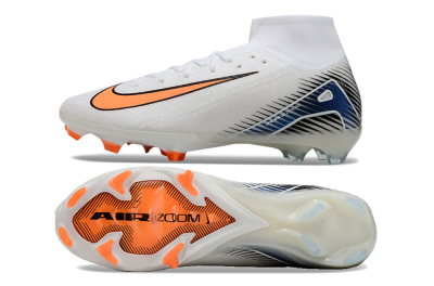 Nike Air Zoom Mercurial Superfly 10 Elite FG High-Tops Football Boots - White/Orange/Blue