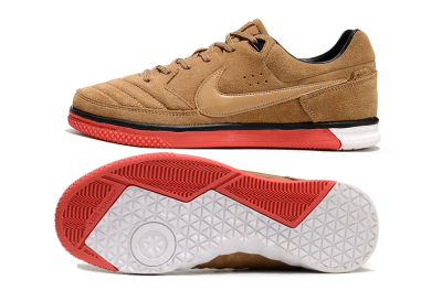 Nike Street Gato IC Low-Tops Football Shoes - Brown/Red/White
