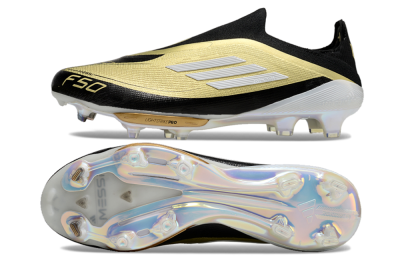 Adidas F50+ Lightstrike Pro Laceless FG Low-Tops Football Boots - Gold/Black/White