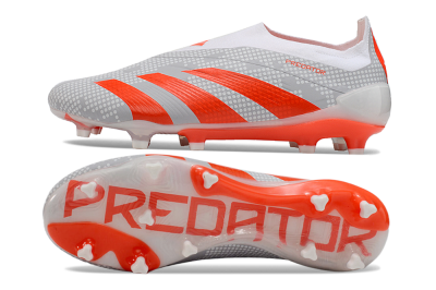 Adidas Predator Elite 24 Laceless FG Low-Tops Football Boots - Grey/Red/White