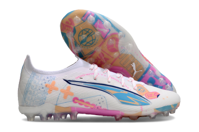 Puma Ultra 5 Ultimate MG Low-Tops Football Boots - White/Blue/Pink