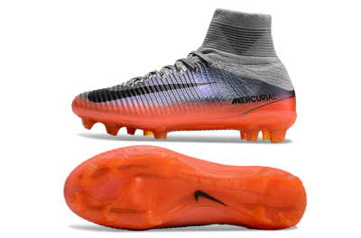 Nike Zoom Mercurial Superfly 5 Elite FG High-Tops Football Boots - Grey/Black/Orange