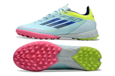Adidas F50 Pro TF Low-Tops Football Shoes - Jade/Blue/Yellow/Pink