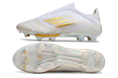 Adidas F50+ Lightstrike Pro Laceless FG Low-Tops Football Boots - White/Gold