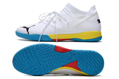 Puma Future Z 1.3 Teazer IC Low-Tops Football Shoes - White/Black/Blue/Yellow/Red