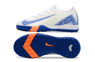 Kids Nike Air Zoom Mercurial Vapor 16 Elite TF Low-Tops Football Shoes - Beige/Blue/White