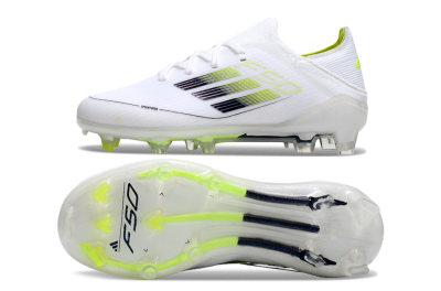 Kids Adidas F50 Elite FG Low-Tops Football Boots - White/Blue/Yellow