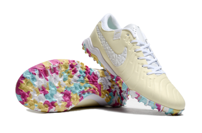 Nike Tiempo Legend 10 Pro TF Low-Tops Football Shoes - Beige/White/Rainbow