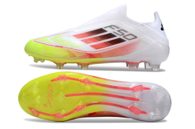 Adidas F50 Elite Laceless FG Low-Tops Football Boots - White/Yellow/Red