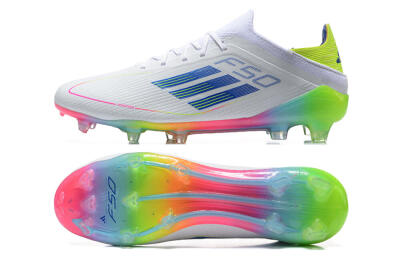 Adidas F50 Elite FG Low-Tops Football Boots - White/Blue/Yellow/Pink