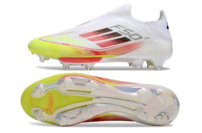 Adidas F50+ Lightstrike Elite Laceless FG Low-Tops Football Boots - White/Red/Yellow